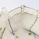 Valentino Rock Studs Hand Bag Leather 2way White Gold Auth BA16999A-21