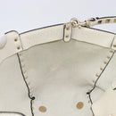 Valentino Rock Studs Hand Bag Leather 2way White Gold Auth BA16999A-22