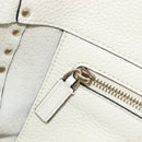 Valentino Rock Studs Hand Bag Leather 2way White Gold Auth BA16999A-23