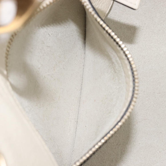 Valentino Rock Studs Hand Bag Leather 2way White Gold Auth BA16999A