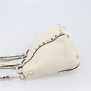 Valentino Rock Studs Hand Bag Leather 2way White Gold Auth BA16999A-5