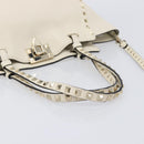 Valentino Rock Studs Hand Bag Leather 2way White Gold Auth BA16999A-7