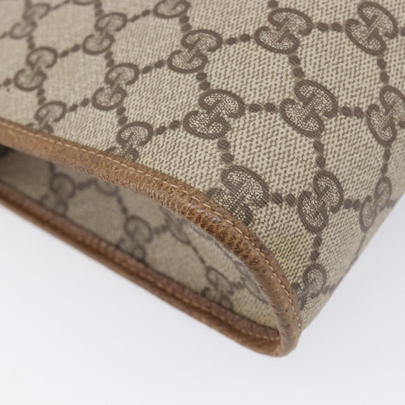 GUCCI GG Supreme Clutch Bag PVC Beige Gold 97 01 037 Auth BA17000