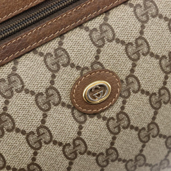 GUCCI GG Supreme Clutch Bag PVC Beige Gold 97 01 037 Auth BA17000