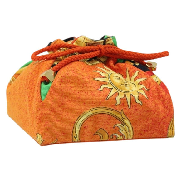 Gianni Versace Purse Pouch Canvas Orange Gold Auth BA17003A
