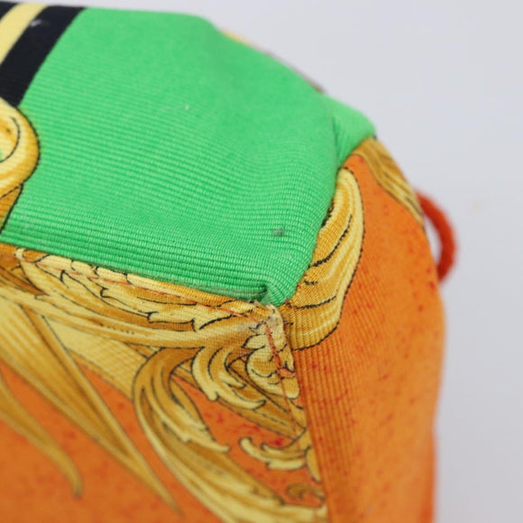 Gianni Versace Purse Pouch Canvas Orange Gold Auth BA17003A