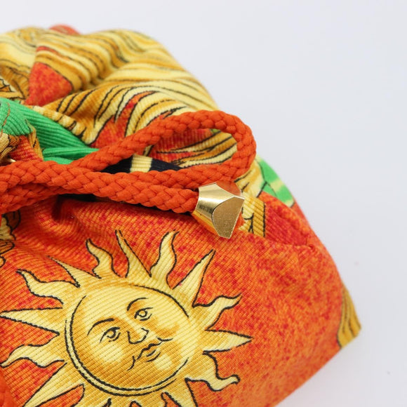 Gianni Versace Purse Pouch Canvas Orange Gold Auth BA17003A