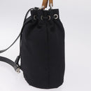 GUCCI Bamboo Hand Bag Nylon 2way Black Silver Auth BA17005-5