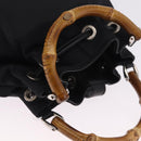 GUCCI Bamboo Hand Bag Nylon 2way Black Silver Auth BA17005-6