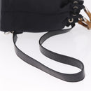 GUCCI Bamboo Hand Bag Nylon 2way Black Silver Auth BA17005-9