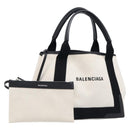 Balenciaga Navy Cabas S Hand Bag Canvas White Black 339933 Auth BA17006A-1