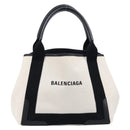 Balenciaga Navy Cabas S Hand Bag Canvas White Black 339933 Auth BA17006A-2
