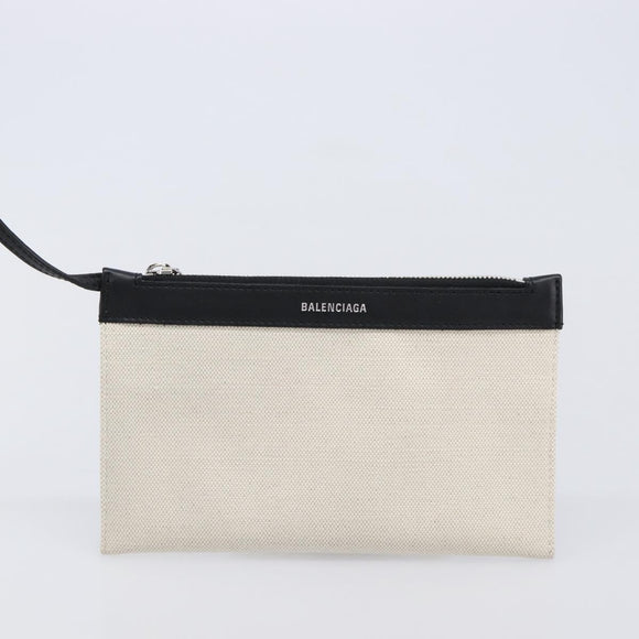 Balenciaga Navy Cabas S Hand Bag Canvas White Black 339933 Auth BA17006A