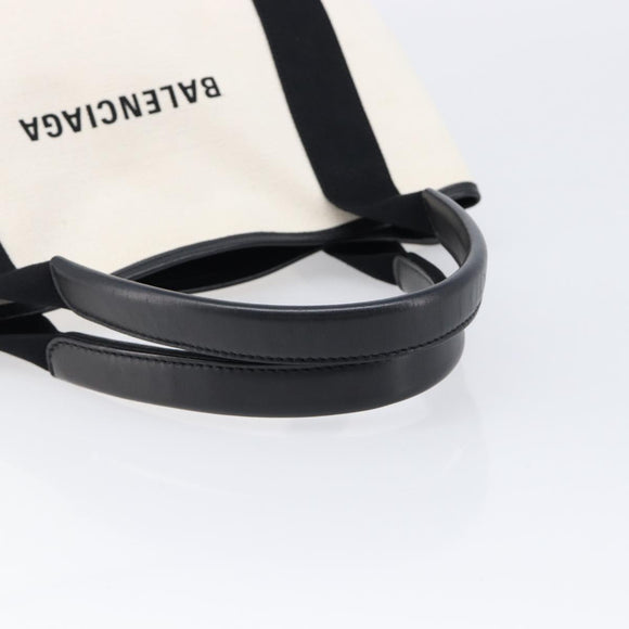 Balenciaga Navy Cabas S Hand Bag Canvas White Black 339933 Auth BA17006A