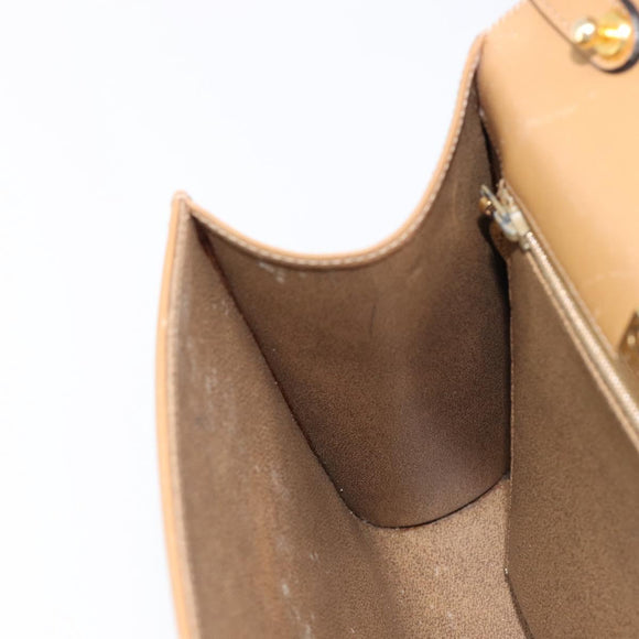 Christian Dior Hand Bag Leather Beige Gold Auth BA17007