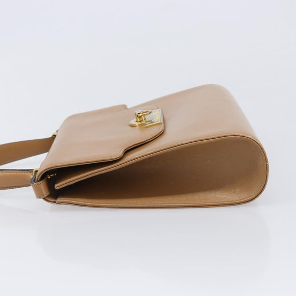 Christian Dior Hand Bag Leather Beige Gold Auth BA17007