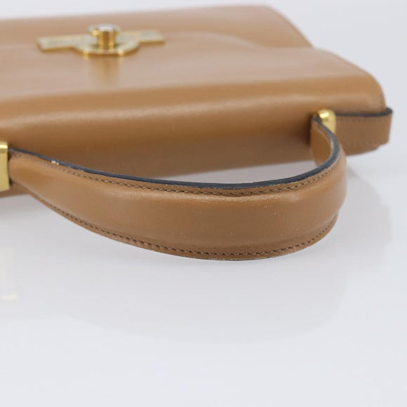 Christian Dior Hand Bag Leather Beige Gold Auth BA17007
