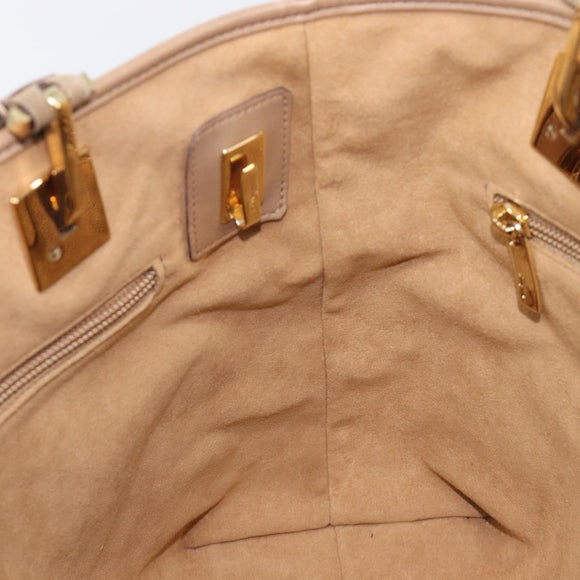 Salvatore Ferragamo Tote Bag Nylon Beige Gold Auth BA17008A