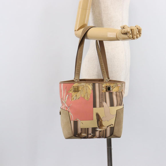 Salvatore Ferragamo Tote Bag Nylon Beige Gold Auth BA17008A