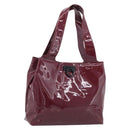 Salvatore Ferragamo Gancini Shoulder Bag Patent Bordeaux Silver Auth BA17014-1