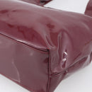 Salvatore Ferragamo Gancini Shoulder Bag Patent Bordeaux Silver Auth BA17014-10