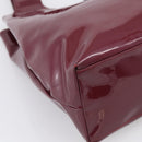 Salvatore Ferragamo Gancini Shoulder Bag Patent Bordeaux Silver Auth BA17014-11