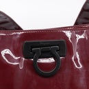 Salvatore Ferragamo Gancini Shoulder Bag Patent Bordeaux Silver Auth BA17014-14