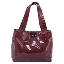 Salvatore Ferragamo Gancini Shoulder Bag Patent Bordeaux Silver Auth BA17014-2