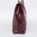 Salvatore Ferragamo Gancini Shoulder Bag Patent Bordeaux Silver Auth BA17014-4