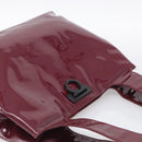 Salvatore Ferragamo Gancini Shoulder Bag Patent Bordeaux Silver Auth BA17014-6