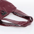 Salvatore Ferragamo Gancini Shoulder Bag Patent Bordeaux Silver Auth BA17014-7