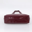 Salvatore Ferragamo Gancini Shoulder Bag Patent Bordeaux Silver Auth BA17014-9