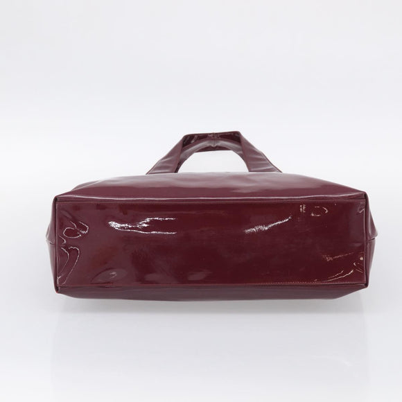 Salvatore Ferragamo Gancini Shoulder Bag Patent Bordeaux Silver Auth BA17014