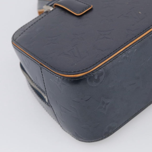 LOUIS VUITTON Monogram Mat Shelton Hand Bag Navy LV Auth BA17018