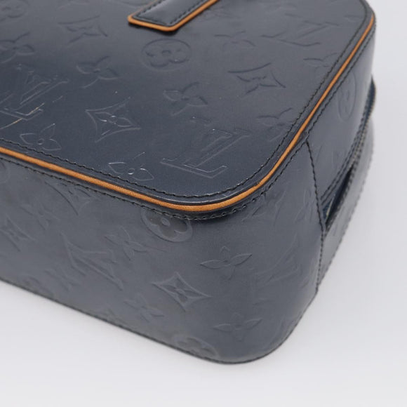 LOUIS VUITTON Monogram Mat Shelton Hand Bag Navy LV Auth BA17018