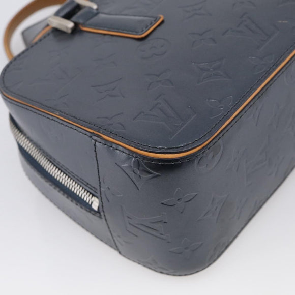 LOUIS VUITTON Monogram Mat Shelton Hand Bag Navy LV Auth BA17018