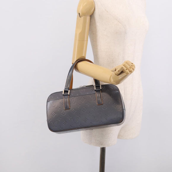 LOUIS VUITTON Monogram Mat Shelton Hand Bag Navy LV Auth BA17018