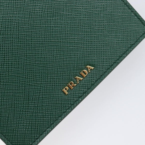 PRADA smartphone Pouch Safiano leather Green Gold Auth BA17022V