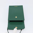PRADA smartphone Pouch Safiano leather Green Gold Auth BA17022V-16