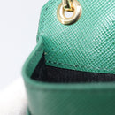 PRADA smartphone Pouch Safiano leather Green Gold Auth BA17022V-23