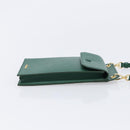 PRADA smartphone Pouch Safiano leather Green Gold Auth BA17022V-4