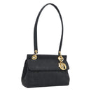 Christian Dior Canage Shoulder Bag Canvas Black Gold Auth BA17023-1