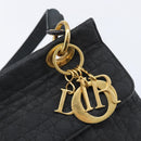 Christian Dior Canage Shoulder Bag Canvas Black Gold Auth BA17023-15