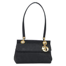 Christian Dior Canage Shoulder Bag Canvas Black Gold Auth BA17023-2