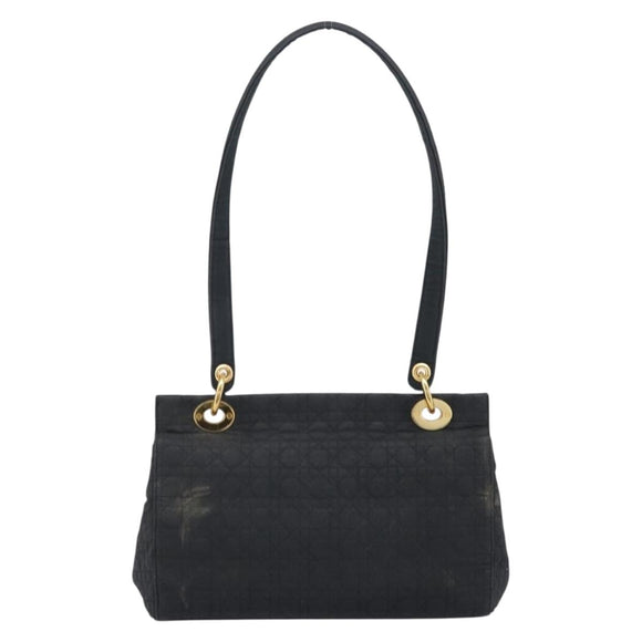 Christian Dior Canage Shoulder Bag Canvas Black Gold Auth BA17023
