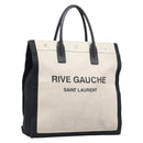 Saint Laurent Rive Gauche Tote Bag Canvas White Silver 632539 Auth BA17027-1