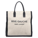 Saint Laurent Rive Gauche Tote Bag Canvas White Silver 632539 Auth BA17027-2