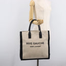 Saint Laurent Rive Gauche Tote Bag Canvas White Silver 632539 Auth BA17027-27