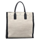 Saint Laurent Rive Gauche Tote Bag Canvas White Silver 632539 Auth BA17027-3
