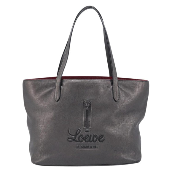 LOEWE Tote Bag Leather Dark Gray Auth BA17028